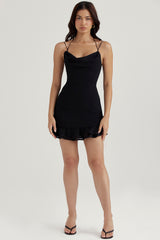 Rossella Black Ruffle Mini Dress