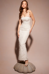 Eva White Floral Lace Maxi Dress