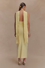 Wynn Floral Knit Midi Dress - Lemon