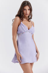 Christa Embroidered Lavender Mini Dress