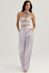 Alivia Grey Satin Trousers