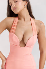 Gianina Sorbet Crepe Halter Maxi Dress