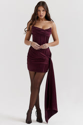 Loubella Mulberry Strapless Corset Dress