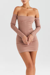 Mistress Rocks Clay Off Shoulder Mini Dress - SALE