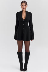 Aubrey Black Wool Knitted Cardigan Dress