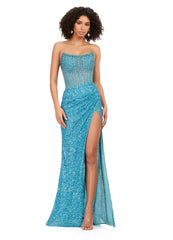 Ashley Lauren 11238 Corset Bustier Gown Wrap Skirt Evening Prom Dress