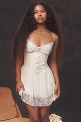 Mistress Rocks Ivory Lace Mini Dress - SALE