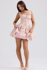 Natassia Pink Meadow Print Cotton Mini Dress