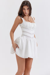 Tiffani White Lace Trim Mini Dress