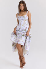 Kim Lilac Floral Cotton Midi Sundress