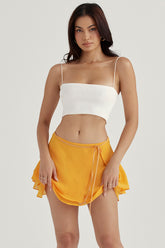 Clarice Tangerine Floaty Layered Mini Skirt