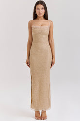 Calla Seapearl Embellished Maxi Dress