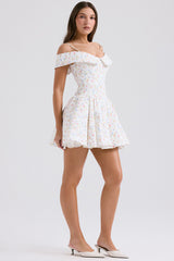Elida White Posy Print Corset Mini Dress
