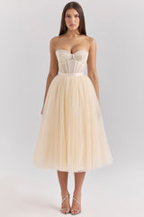 Darling Vintage Cream Tulle Midi Dress