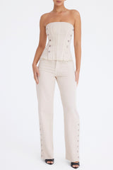 Mistress Rocks Oat Baggy Jeans With Buttons - SALE