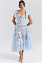 Austen Bluebell Floral Lace Midi Dress