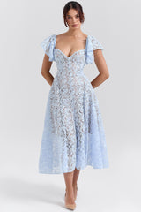 Austen Bluebell Floral Lace Midi Dress