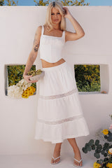 Mistress Rocks White Panelled Midi Skirt - SALE