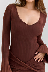 Khrysta Chocolate Brown Draped Maxi Dress