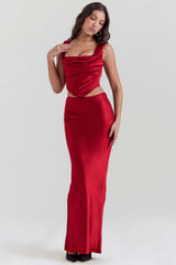 Sydel Ruby Satin Bias Cut Maxi Skirt