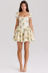 Rosie Lemon Rose Print Cotton Mini Dress