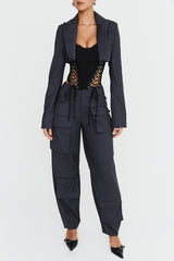 Mistress Rocks Dark Grey Cargo Trousers - SALE