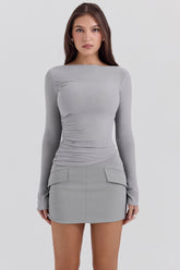 Cici French Grey A-Line Mini Skirt