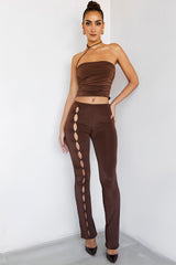 NavigateMistress Rocks Chocolate Jersey Cutout Trousers - SALE