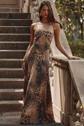 Seren Leopard Hand Beaded Embellished Maxi Dress