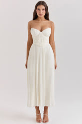Amorata Ivory Pleated Maxi Dress