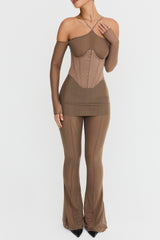 Mistress Rocks Dusty Brown Flared Trousers - SALE