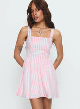 Yoselyn Pleat Mini Dress Pink Check