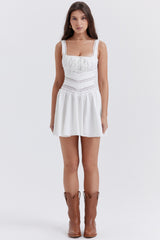 Tiffani White Lace Trim Mini Dress