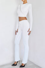 ElementalMistress Rocks White Jersey Gathered Trousers - SALE