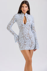 Brianna Bluebell Keyhole Lace Mini Dress