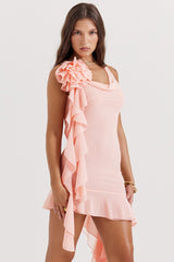 Charla Soft Apricot Ruffle Mini Dress