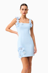 Chantelle Floral Mini Dress in Blue