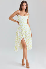 Yvette Lemon Floral Print Georgette Midi Dress