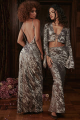 Clara Pewter Bias Cut Midi Skirt