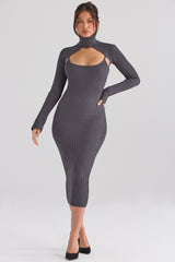 Meliora Charcoal Knit Midi Dress - SALE
