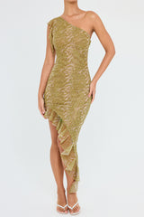 Mistress Rocks Glimmer Print Ruffle Midi Dress - SALE