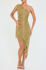 Mistress Rocks Glimmer Print Ruffle Midi Dress - SALE