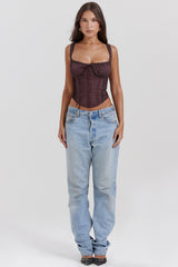 Gini Rich Brown Lace Back Corset