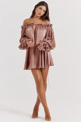 Chaya Hazelnut Off Shoulder Dress