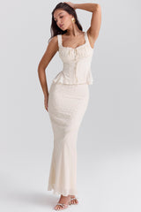 Lana Vintage Cream Cotton Broderie Anglais Maxi Skirt