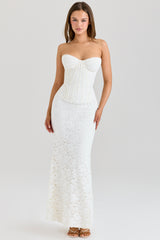 Solaine Ivory Lace Corset Maxi Dress