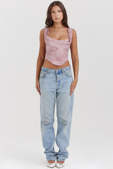 Una Pink Print Corset