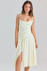 Yvette Lemon Floral Print Georgette Midi Dress