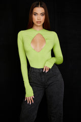 Estrelle Lime Green Cutout Bodysuit