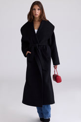 Cocoon Black Wool Shawl Collar Coat